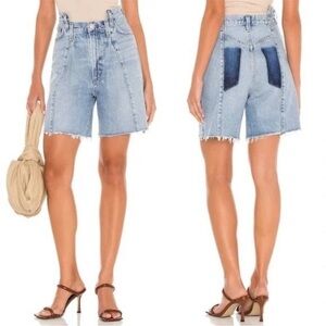 Agolde Pieced Angled Shorts in Matrix Blue size 26